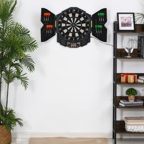 HOMCOM Elektronische Dartscheibe Kunststoff - Dartscheibe für zuhause mit 27 Spielen und 216 Variationen, inklusive Turniermodus. Interaktive Soundeffekte sorgen für zusätzlichen Spielspaß!