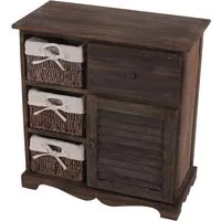 MCW Kommode, Braun, Holz, 60x63x30 cm - Kommode im modernen Shabby-Look, gefertigt aus stabilem Paulowniaholz mit 4 Schubladen und 1 Türfach - dekorativ und praktisch für jedes Zimmer.
