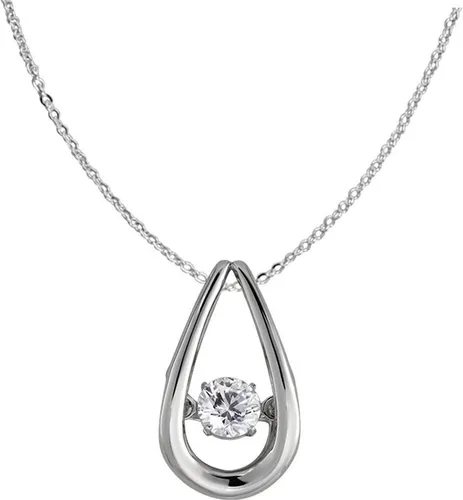 SilberDream Kette und Anhänger Set SilberDream Dancing Stein Träne Kette (2-tlg., Schmucksets), Träneanhänger 925 Sterling Silber, weiß
