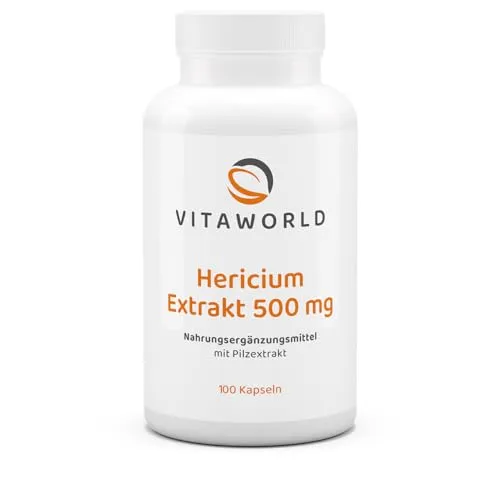 vitaworld Hericium Extrakt, Standardisiert auf 30% Polysaccharid-Gehalt, 150 mg Polysaccharide und 500 mg Hericium erinaceus Extrakt pro Kapsel,100 Kapseln