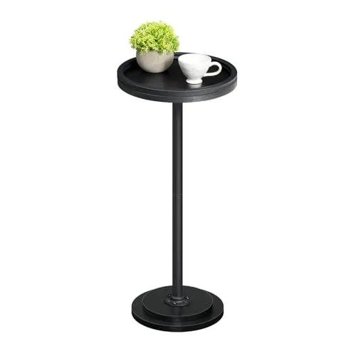 HOOBRO Runder Beistelltisch, Cocktailtisch, Bistrotisch für kleine Räume, Wohnzimmer, Schlafzimmer, Schwarz EBB168BZ01