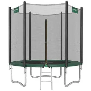 Songmics Trampolin outdoor, Ø 183 cm, schwarz/grün, mit Netz & Leiter, bis 100 kg