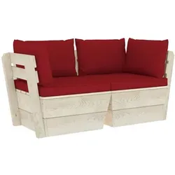 vidaXL Garten-Palettensofa 2-Sitzer mit Kissen aus Fichtenholz - Gartenmöbel für entspannte Stunden, rustikales Design aus langlebigem, imprägniertem Fichtenholz und weiche Kissen für höchsten Komfort.