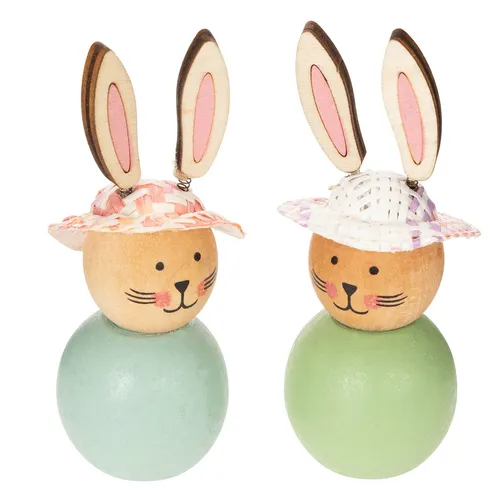 Osterhasen Holzfiguren Deko Frühling Tischdekoration Vintage Stil, 8 Stück