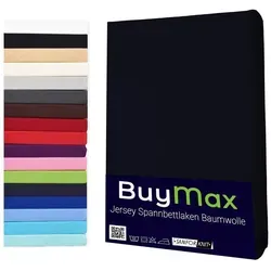 Buymax Spannbettlaken Buymax Jersey aus 100% Baumwolle, Jersey, Gummizug: Rundumgummi, (1 Stück), Pflegeleicht und Atmungsaktiv in Verschiedenen Farben und Größen schwarz 100 cm x 200 cm