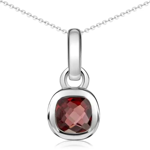 Materia Granat Stein Kette Silber 925 - Roter Anhänger Damen KA-248-Granat_K141