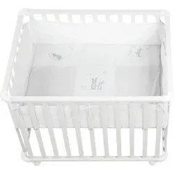 roba® Laufgitter 100 x 75 cm, Fox & Bunny - Laufgitter für Babys mit abwaschbarer Liegefläche und bremsbaren Rollen, ideal für Sicherheit und Mobilität im Zuhause.