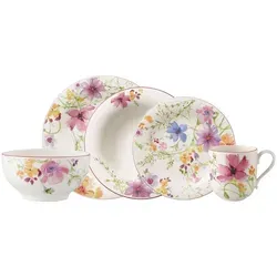 Villeroy und Boch Mariefleur Basic Starter-Set, 10 tlg. - Kombiservice aus hochwertigem Premium Porzellan, spülmaschinen- und mikrowellengeeignet, mit nostalgischem blumigen Landhausflair – perfekt für Teestunden und als Geschenk zur Hochzeit.