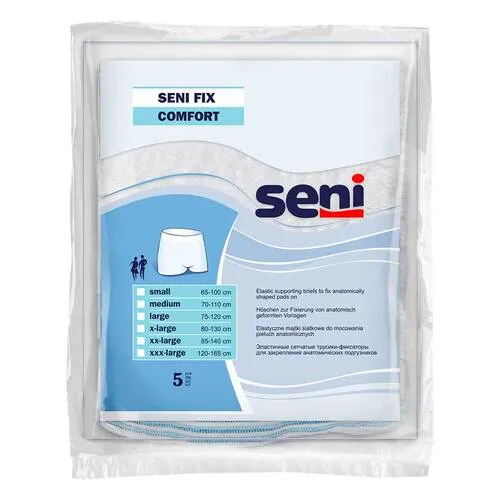 SENI Fix Comfort Fixierhosen L 5 St - Inkontinenzeinlagen – elastische Netzhosen für optimalen Tragekomfort, waschbar und hautfreundlich, ideal zur Fixierung von anatomischen Vorlagen und Einlagen, auch für Übergewichtige geeignet.