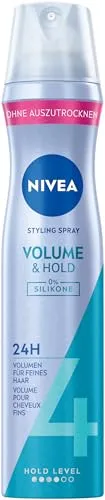NIVEA Volume & Hold Styling Spray, stärkendes Haarspray mit UV-Schutz, Panthenol & Vitamin B3, Haarlack für sichtbar mehr Volumen & 24h Halt (Haltestufe 4), veganes Pflegespray ohne Silikone (250 ml)