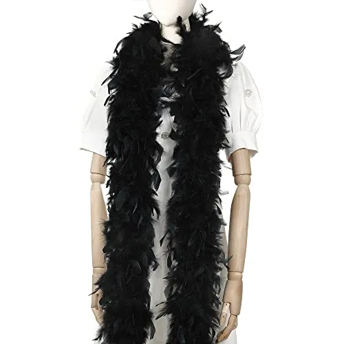Larryhot 60g schwarze Feder Boa - 2 Yards Türkei Boa Federn für Party Masse, Weihnachten, Hochzeit Centerpieces, Kostüm, Konzert, Haustier und Heimdekoration (schwarz)