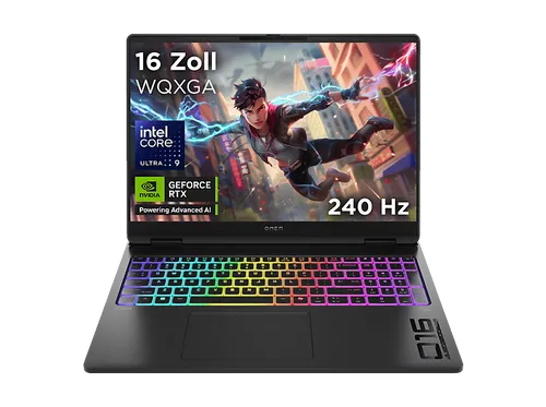 HP OMEN MAX Gaming Laptop 16-ah0393ng - Gaming-Laptop mit 16 Zoll Display, leistungsstarkem Intel® Core™ Ultra 9 Prozessor und NVIDIA GeForce RTX™ 5080 für flüssiges Gaming-Erlebnis.