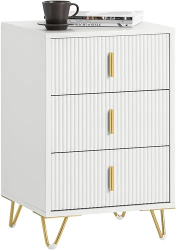 SoBuy Nachttisch FBT115-L - Eleganter Nachtschrank mit 3 Schubladen - Nachtkonsolen mit pflegeleichter Oberfläche, ideal für stilvolle Schlafzimmer und einfache Selbstmontage.