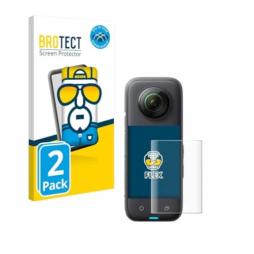 BROTECT 2 Stück Full-Cover Schutzfolie für Insta360 X3 Full-Screen Displayschutz-Folie [3D Curved, Anti-Fingerprint, Kristall-Klar]