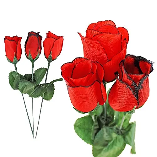Stück Künstliche Rosen Blumen in rot - ca. 20 cm, Kunstrosen rot mit Stiel, Hohe Qualität, Kunstrosen, Kunstblumen, Rosen Künstlich, Kunstblumen, Kunstrosen Strauß 12