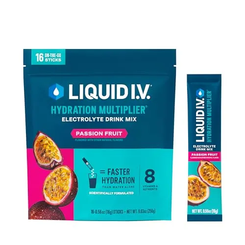 Liquid I.V. Hydration Multiplier Elektrolytpulver, einfaches Öffnen, Mischung für Ergänzungsgetränk (Passionsfrucht)