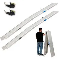 TRUTZHOLM 2 x Auffahrrampen klappbar 307 cm - 900 kg Traglast - Transportgeräte & Rampen - Klappbare Aluminium-Auffahrrampen mit 900 kg Traglast, ideal für Motorräder und Quads, bieten rutschfeste Laufflächen und platzsparende Lagerung.