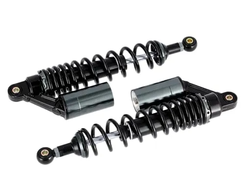 Set: Tuning-Federbeine 360mm mit externen Ausgleichsbehälter für Simson S50, S51, S70 - Federn für Simson, stufenlos verstellbare Federvorspannung und individuell einstellbare Dämpfung für optimalen Fahrkomfort und Stabilität.