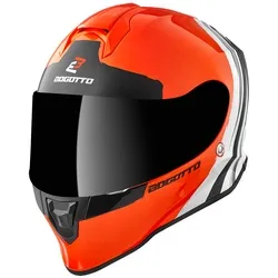 Bogotto V151 Wild-Ride Helm XL, schwarz-weiss-orange - Motorradhelm mit thermoplastischer Schale und kratzfestem Visier, ideal für Sicherheit und Komfort beim Fahren.