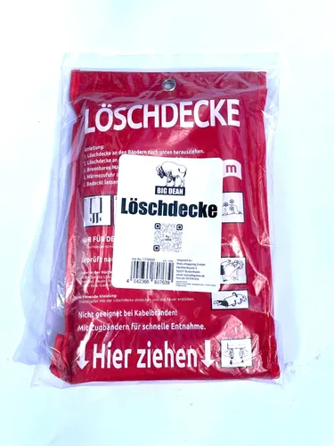 BigDean Löschdecke Küche für Fettbrand sofort einsetzbare XL Feuerlöschdecke DIN EN 1869:2019 geprüft – Feuerdecke auch für Grill, Auto und Camping geeignet