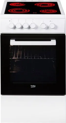 BEKO Elektro-Standherd FSS57000GW - Herd mit 60 l Backofen, praktischer Backauszug und einfache Steam Reinigungsfunktion für müheloses Saubermachen. Energieeffizienzklasse A für umweltbewusstes Kochen.