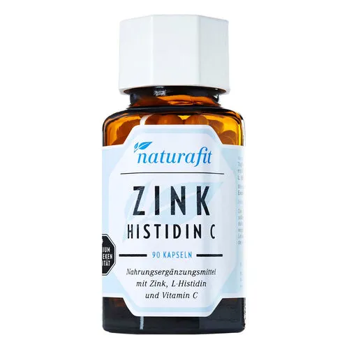 Naturafit Zink Histidin C 90 ST - Nahrungsergänzungsmittel mit Zink, L-Histidin und Vitamin C, unterstützt das Immunsystem und ist ideal für eine gesunde Ernährung, 90 Kapseln, gluten- und laktosefrei.