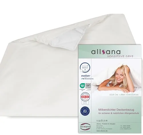 Allsana Allergiker Deckenbezug 200x220 cm | Anti-Milben Bettwäsche - Bettbezüge für Allergiker mit TÜV-geprüftem Milbenschutz und hoher Atmungsaktivität. Ideal für einen ungestörten Schlafkomfort ohne Allergene.