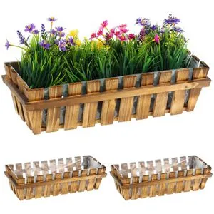 Rustikaler Blumenkasten für Balkon und Fensterbank - Garten-Zubehör: Hochwertiger Pflanzkübel aus Holz und Kunststoff, ideal für Pflanzen und Blumen, verleiht jedem Balkon einen rustikalen Charme.
