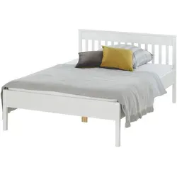 Bettgestell Massivholz Landliv in Weiß, 147 cm Breite - Stabiles Bettgestell aus hochwertigem Massivholz im Landhausstil. Abmessungen: B: 147 cm, H: 92 cm. Ideal für gemütliche Schlafzimmergestaltung. Jetzt 10€ Willkommens-Gutschein bei Newsletter-Anmeldung sichern!