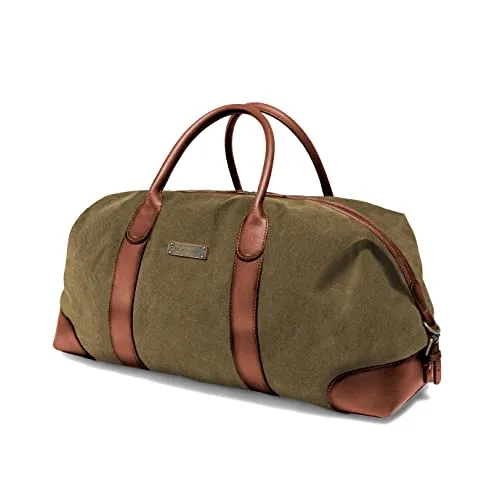 DRAKENSBERG Weekender 'David' (M) - Oliv-Grün - Reisetasche aus hochwertigem Canvas und echtem Büffelleder, erweiterbar bis 80L, ideal für Wochenendtrips und Sport, handgefertigte Qualität für höchste Ansprüche.