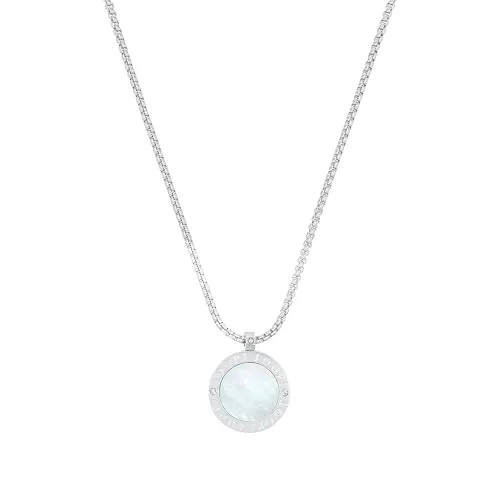 JOOP! Kette mit Anhänger Kreis 2039775 - Elegante Edelstahlkette mit verstellbarer Länge und funkelndem Zirkonia-Anhänger. Inklusive Etui für stilvolle Aufbewahrung.