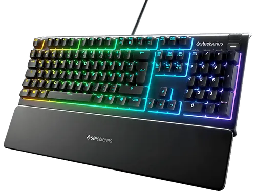 SteelSeries Apex 3 Gaming Tastatur - Tastaturen mit IP32 wassergeschütztem Design, 10-Zonen RGB-Beleuchtung und flüsterleisen Gaming-Switches für ein optimales Spielerlebnis.