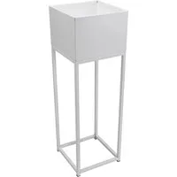 VIVANNO Blumentopf auf Ständer ELEVATE SQUARE - Weiß Matt 25x25x79 cm - Eleganter Blumentopf auf stabilen Ständer, ideal für drinnen und draußen. Wetterfest und herausnehmbar, sorgt für einen sicheren Halt. Maße: 79x25x25 cm, Ständerhöhe: 61 cm.