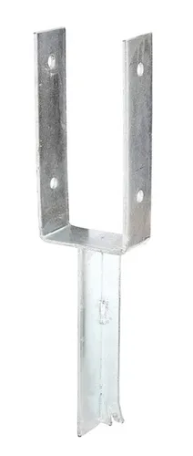 Pfostenträger U-Form, T-Eisen, 91x200mm, feuerverzinkt - Gartenzäune: Robuster Pfostenträger aus feuerverzinktem Stahl für langlebige Stabilität und optimalen Halt.