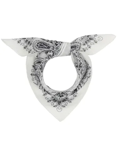 Giorgio Rimaldi Halstuch mit Paisley-Mauster - 55 x 55 cm Größe - Bandana für Damen und Herren - Nickituch perfekt für jede Jahreszeit Naturweiß