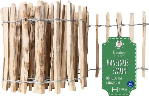 Creative Home Zaun Staketenzaun Haselnusszaun - Zaunelemente, einfacher Aufbau ohne spezielle Werkzeuge - ideal für Gartenliebhaber, die einen rustikalen Look wünschen.