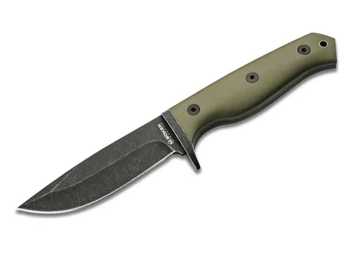 Magnum Taschenmesser Bushcraft Drop 02SC339 - Feststehendes Messer - Taschenmesser für Bushcrafter mit lebenslanger Garantie, extra scharfer 440A Klinge und grünem G10 Griff, ideal für raue Einsätze im Freien.