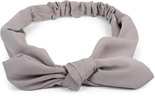 styleBREAKER Damen Haarband einfarbig mit Schleife und Gummizug, Stirnband, Headband, Pinup, Rockabilly, Haarschmuck 04026035, Farbe:Grau