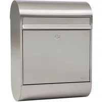 MEFA Briefkasten RUBY 864 Edelstahl - Eleganter Standardbriefkasten in ovaler Form mit großer Einwurfklappe und MEFA Sicherheitsschloss. Ideal für stilbewusste Haushalte, bietet Platz für bis zu 16 Liter Post.