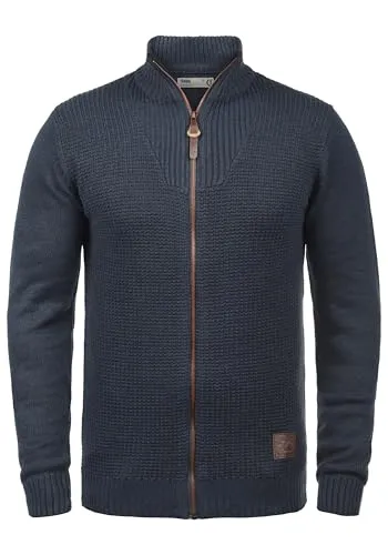 !Solid SDTristian Herren Strickjacke - Feinstrick Cardigan mit Stehkragen - Strickjacke für Herren, feinmaschig gestrickt mit Waffelstrick-Muster, ideal für Freizeit und Büro, nachhaltig produziert mit recycelten Materialien.