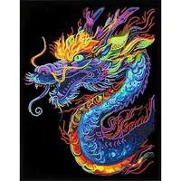 DIAMOND DOTZ - Diamond Painting Neon Drache - Kreativität: Erlebe funkelnde Kunst mit 13-facettierten Strasssteinen in Neonfarben auf schwarzem Hintergrund für einen einzigartigen Look. Ideal für kreative Projekte und entspannende Freizeitgestaltung.