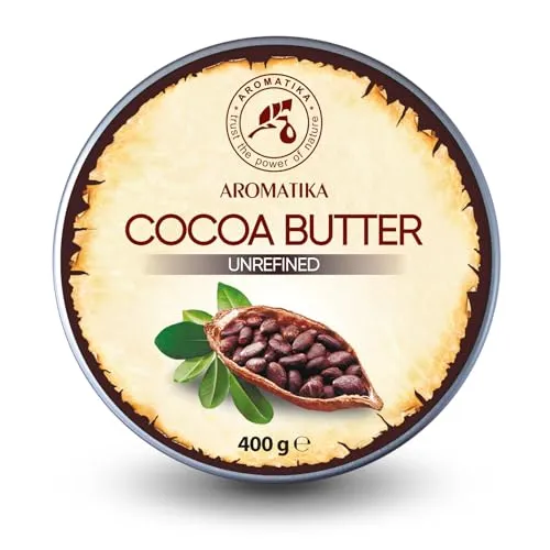 Cocoa Butter 400g - Kakaobutter Unraffiniert - Native Rein & Natürlich - Kakaobutter für Lippenpflege - für Schönheit - Pflege für Gesicht - Körper - Haare
