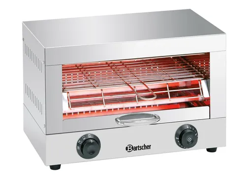 Bartscher Toast-Überbackgerät, einfach und effektiv - Großküchentechnik mit 1 Ebene und Timer, ideal für schnelles Toasten und Überbacken dank leistungsstarkem Quartz-Heizstrahler.