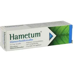 HAMETUM Hämorrhoiden Salbe 25 g - Arzneimittel zur Linderung von Hämorrhoidenbeschwerden mit pflanzlichem Hamamelis-Wirkstoff, der Entzündungen verringert und die Haut pflegt. Ideal für die Behandlung in den Anfangsstadien.