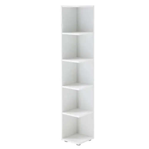 Eckregal - 142 cm hoch in Weiß - Praktisches Eckregal mit 4 Fachböden, ideal zur platzsparenden Aufbewahrung von Büchern und Dekoration. Perfekt für jeden Raum!