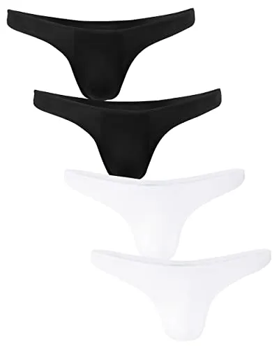 Fabio Farini - 4er-Pack maskuline Herren String-Tangas in kräftigem Rot, Nachtschwarz, dunklem Blau oder Weiß - 2X Weiß/2x Schwarz XXL