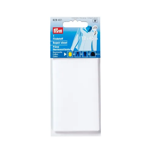 Stoff Flicken weiß 12 x 45 cm zum aufbügeln Prym 929401 Flickstoff Baumwolle