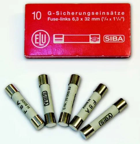 Siba G-Sicherung GZ 16AF500V 6,3x32mm (100 Stück) - Hochwertige G-Sicherungen in zylindrischer Form, ideal für den zuverlässigen Schutz elektrischer Geräte. Maße: 6,3x32 mm, 16 A, 500 V, flink (F). Perfekt für Elektrobedarf und professionelle Anwendungen.