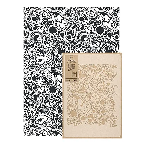 NAKLEO Wandschablone Groß Muster, Malschablone 59x95cm Blumen Paisley Türkisch Orientalisch Wiederverwendbare Kunststoff, Geometrische Tapete Wandgestaltung, DIY Craft, Holz Möbel Boden Stoff