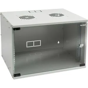 HMF Netzwerkschrank 65707-07 - 19 Zoll, 7HE Wandgehäuse - Robustes 7HE Wandgehäuse aus pulverbeschichtetem Stahl, ideal für Server-Zubehör. Mit abschließbarer Sicherheitsglastür und optimaler Luftzirkulation durch Platz für Deckenlüfter.